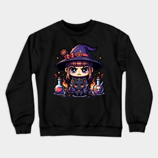 Mad Cute Witch and Black Kitty Crewneck Sweatshirt